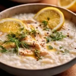 Creamy Lemon Rice Soup with Chicken