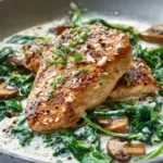 Creamy Spring Spinach + Mushroom Chicken