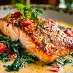 Creamy Tuscan Salmon with Spinach