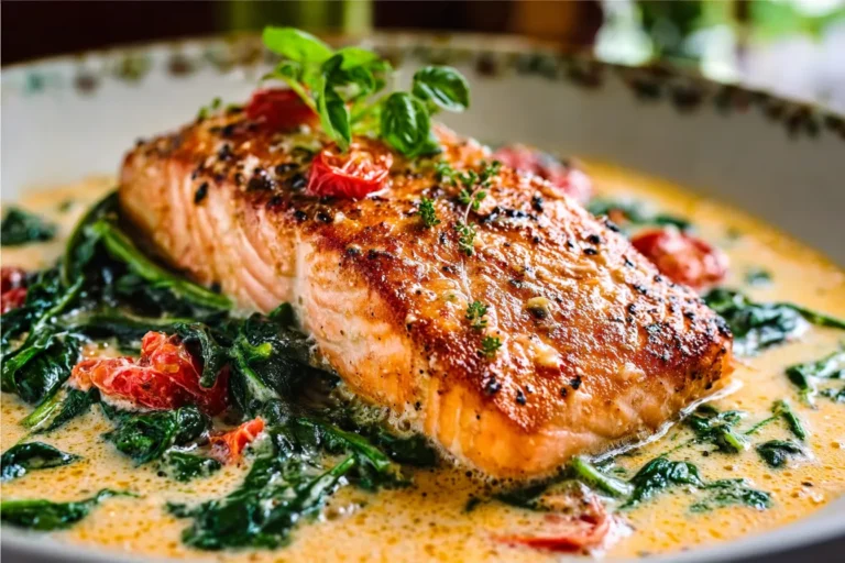Creamy Tuscan Salmon with Spinach