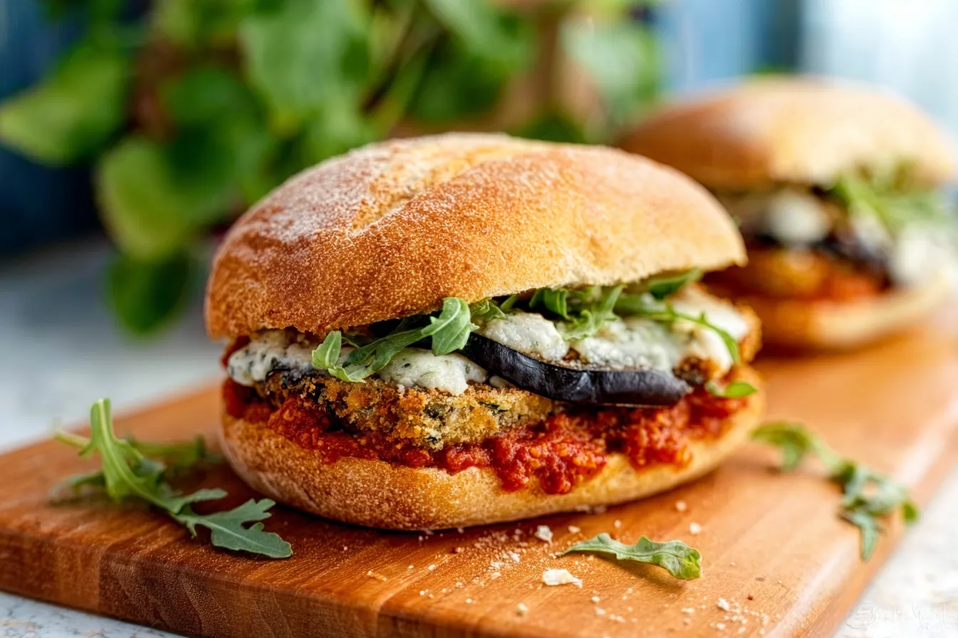 Crispy Baked Eggplant Parm Sandwich