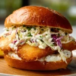 Crispy Fish Sandwich with Creamy Slaw