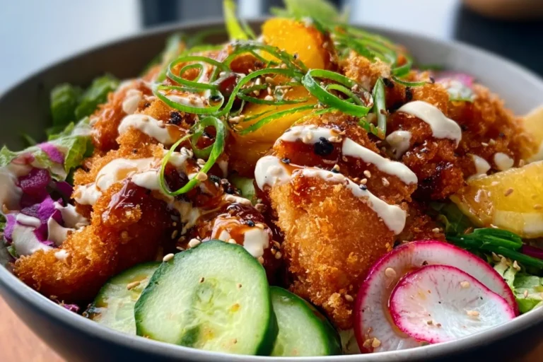Crispy Honey Garlic Chicken Salad Bowl