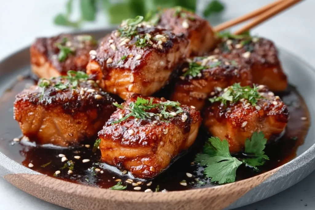 Crispy Honey Garlic Salmon Bites