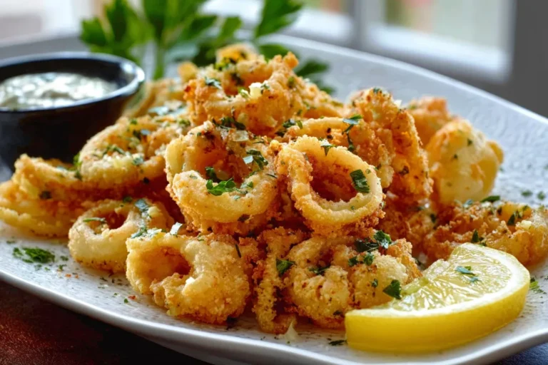 Crispy Lemon Garlic Calamari Bites