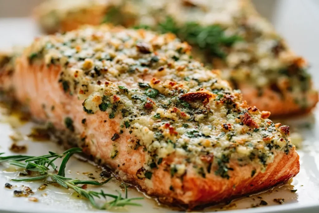 Garlic Butter Parmesan Crusted Salmon: