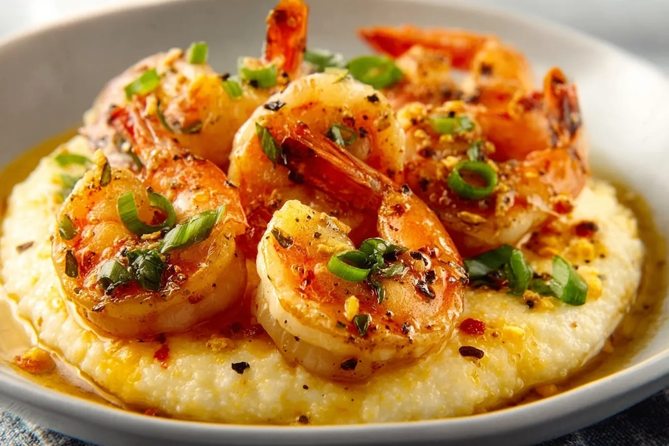 Garlic Butter Shrimp Over Creamy Grits