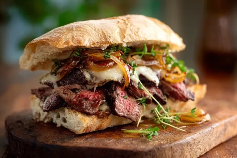 Garlic Butter Steak Sandwich with Caramelized Onions