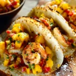 Garlic Lemon Shrimp Tacos with Mango Salsa