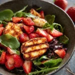 Grilled Halloumi + Strawberry Salad