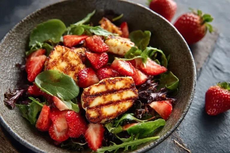Grilled Halloumi + Strawberry Salad