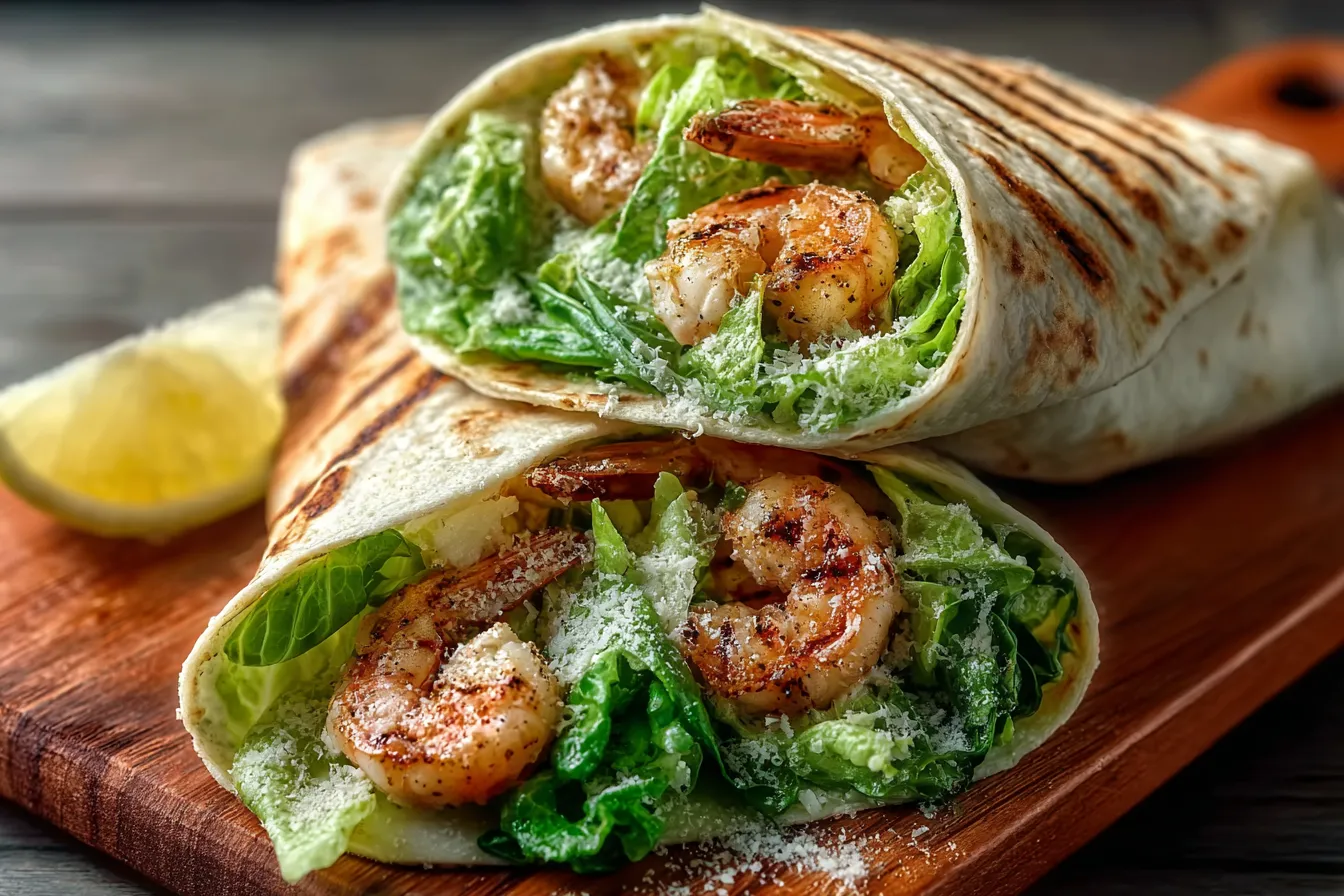 Grilled Shrimp Caesar Salad Wrap
