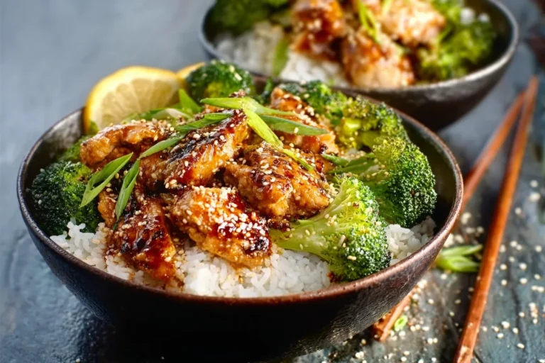 Honey Lemon Chicken and Broccoli Bowls