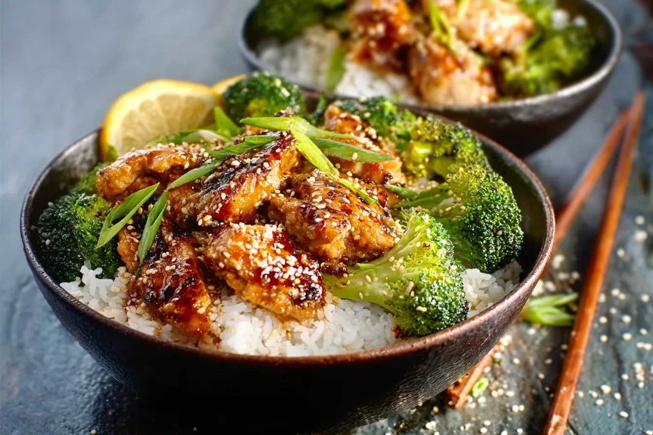 Honey Lemon Chicken and Broccoli Bowls