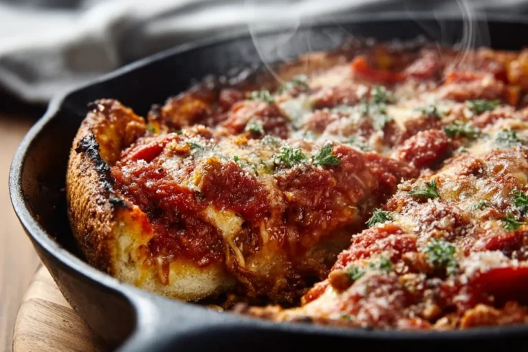 Meat Lovers Deep Dish Skillet Pizza