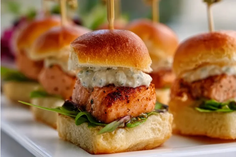 Mini Spicy Salmon Sliders avec Garlic Aioli