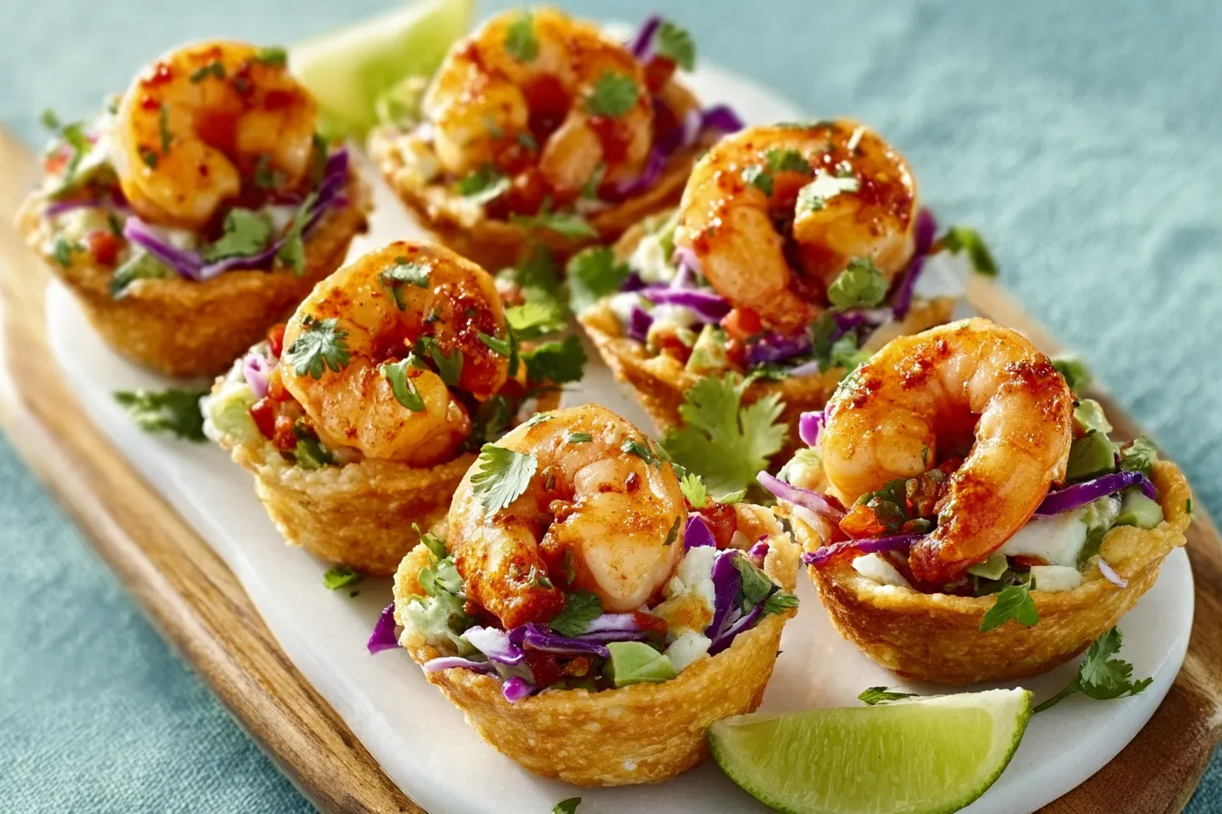 Mini Taco Cups aux crevettes (Cajun Style)