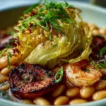 Roasted Cabbage & Garlic White Bean Soup