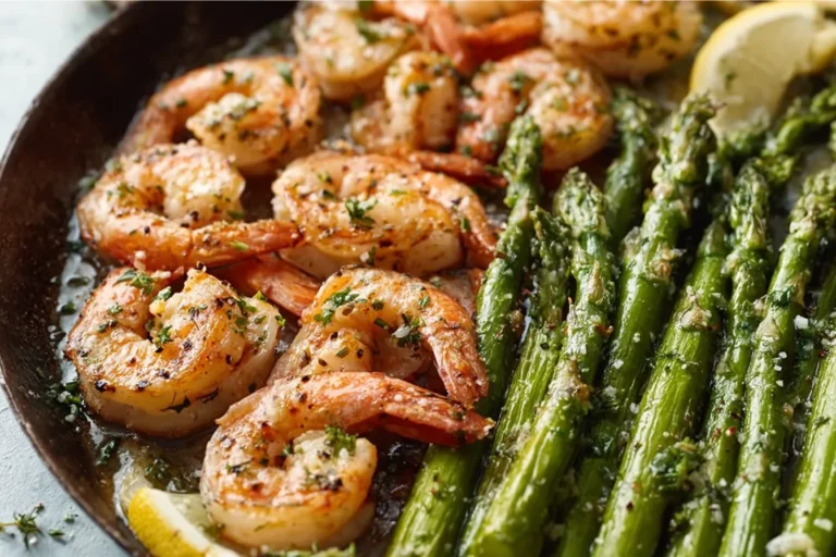 Sheet Pan Garlic Butter Asparagus + Shrimp