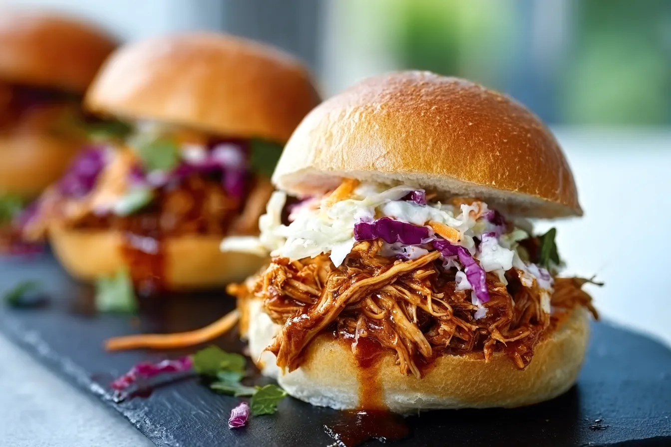 Slow Cooker BBQ Pulled Chicken Sliders
