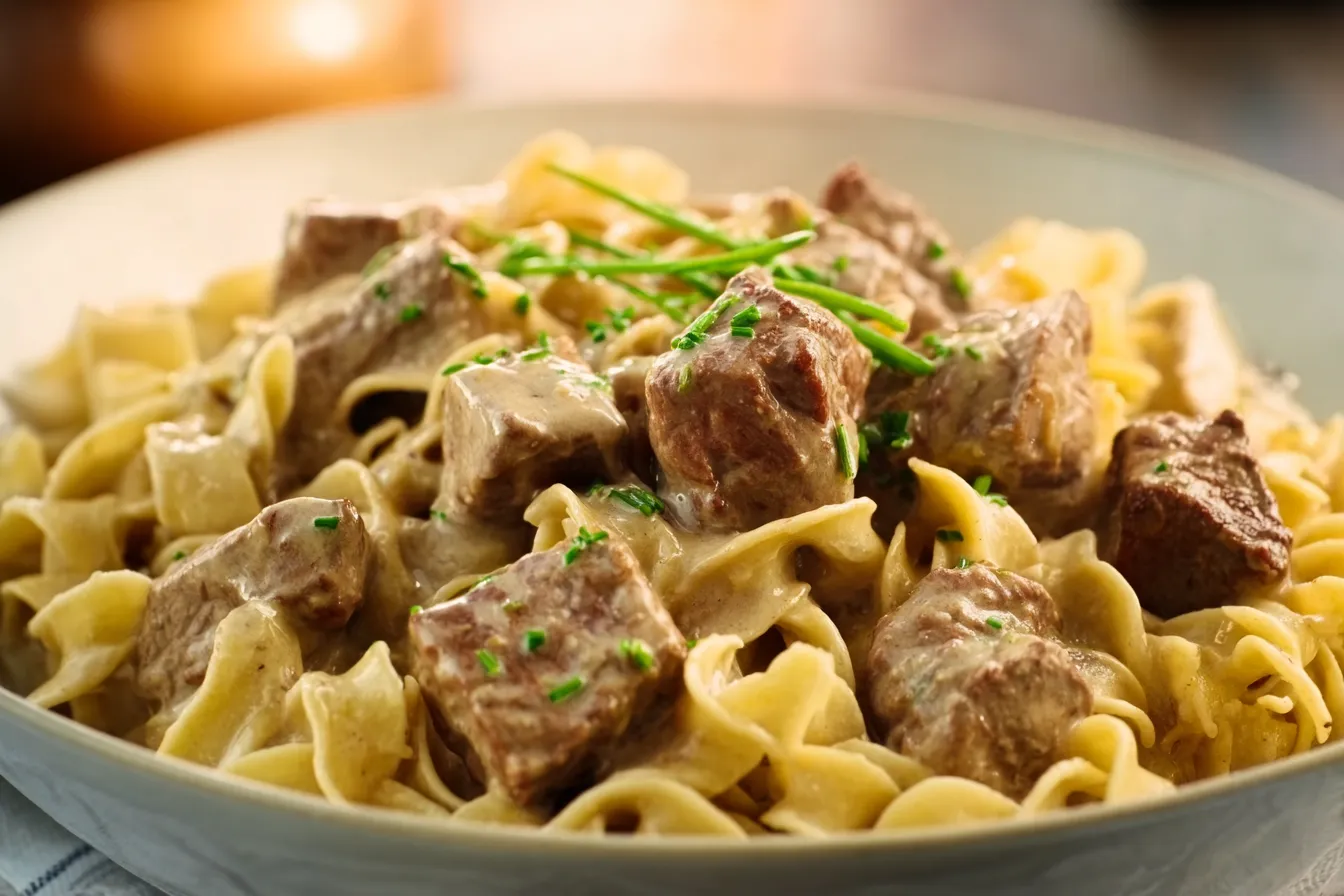 Slow Cooker Creamy Beef and Noodles