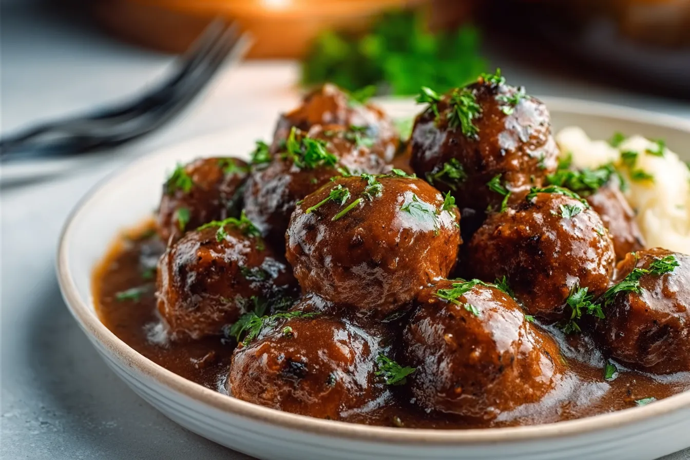 Slow Cooker Salisbury Steak Meatballs