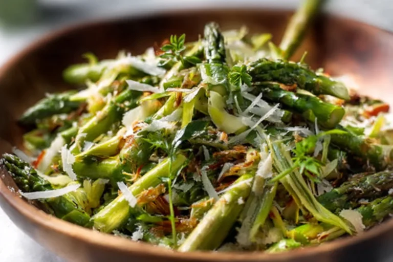 Warm Asparagus + Leek + Parmesan Salad