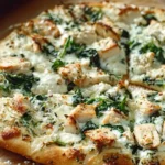 White Garlic Chicken Pizza with Spinach